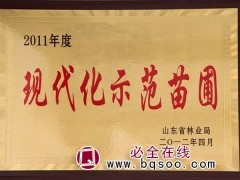 2012年4月一逸林业被山东省林业局授予2011年度“现代化示范苗圃”